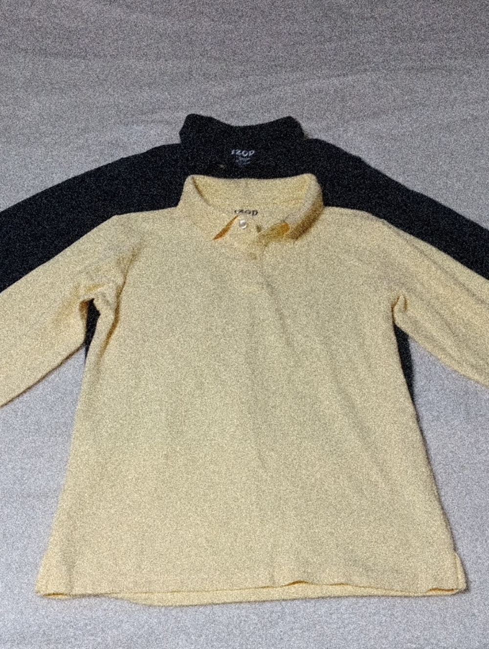 Izod Yellow Polo Layered Over Black Long Sleeve